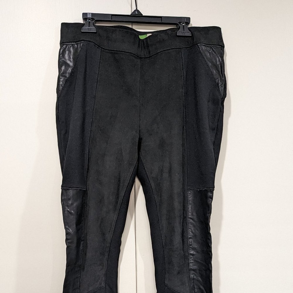 Anthropologie Women's Black Faux Leather Pull on Legging Pants, Ankle Zip, 29